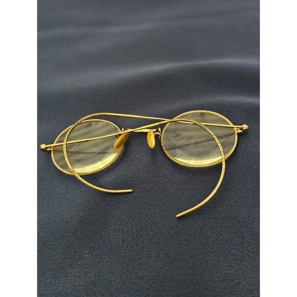 Vintage Eyeglasses Gold-Plated (?) Rim Great Grandfather's Signed Kuron RARE - Picture 3 of 4